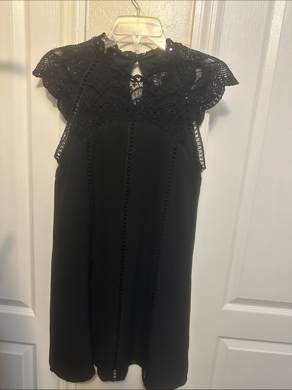 miami Black Lace-Trim Mini Dress
